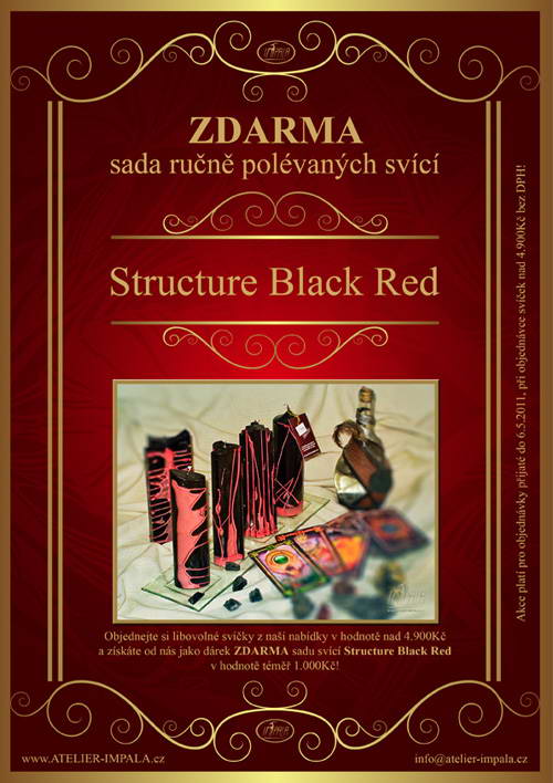 Svíčky Structure Black Red ZDARMA